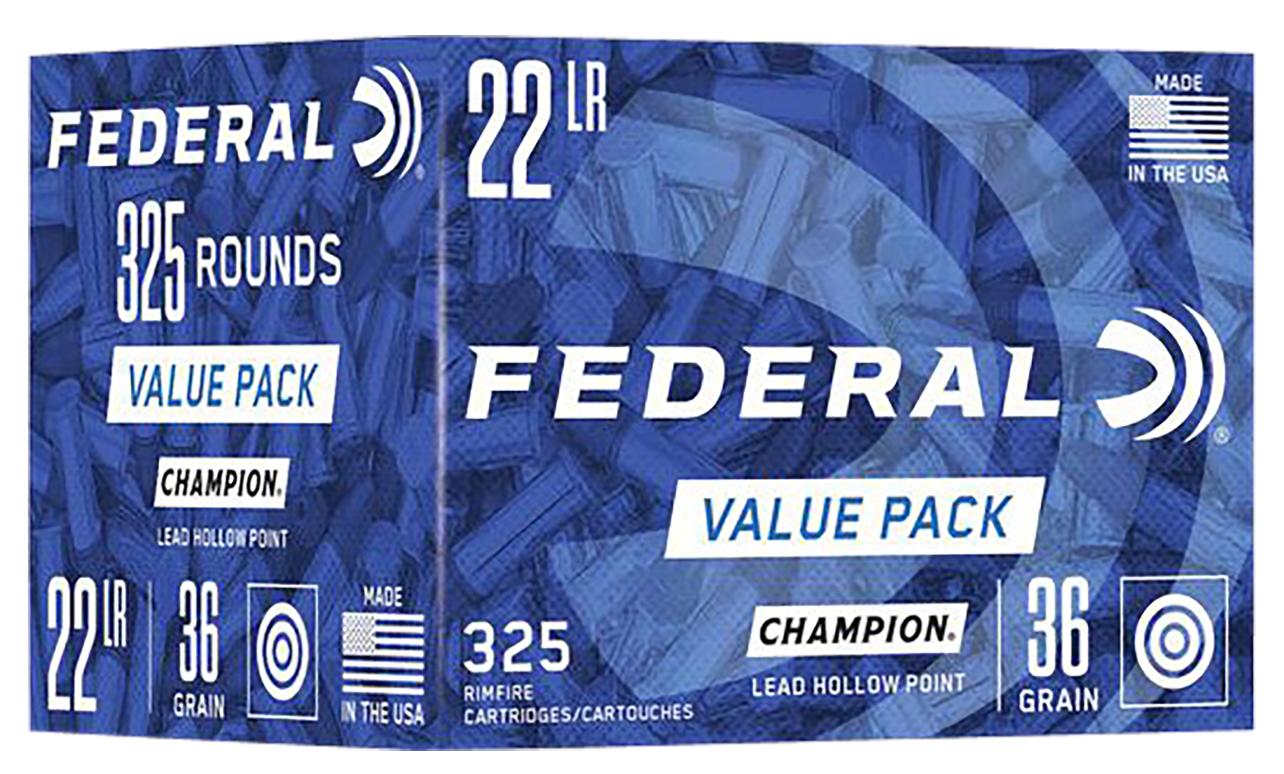 Federal 749 Champion Training Value Pack 22LR 36gr Lead Hollow Point 325 Per Box/10 Case