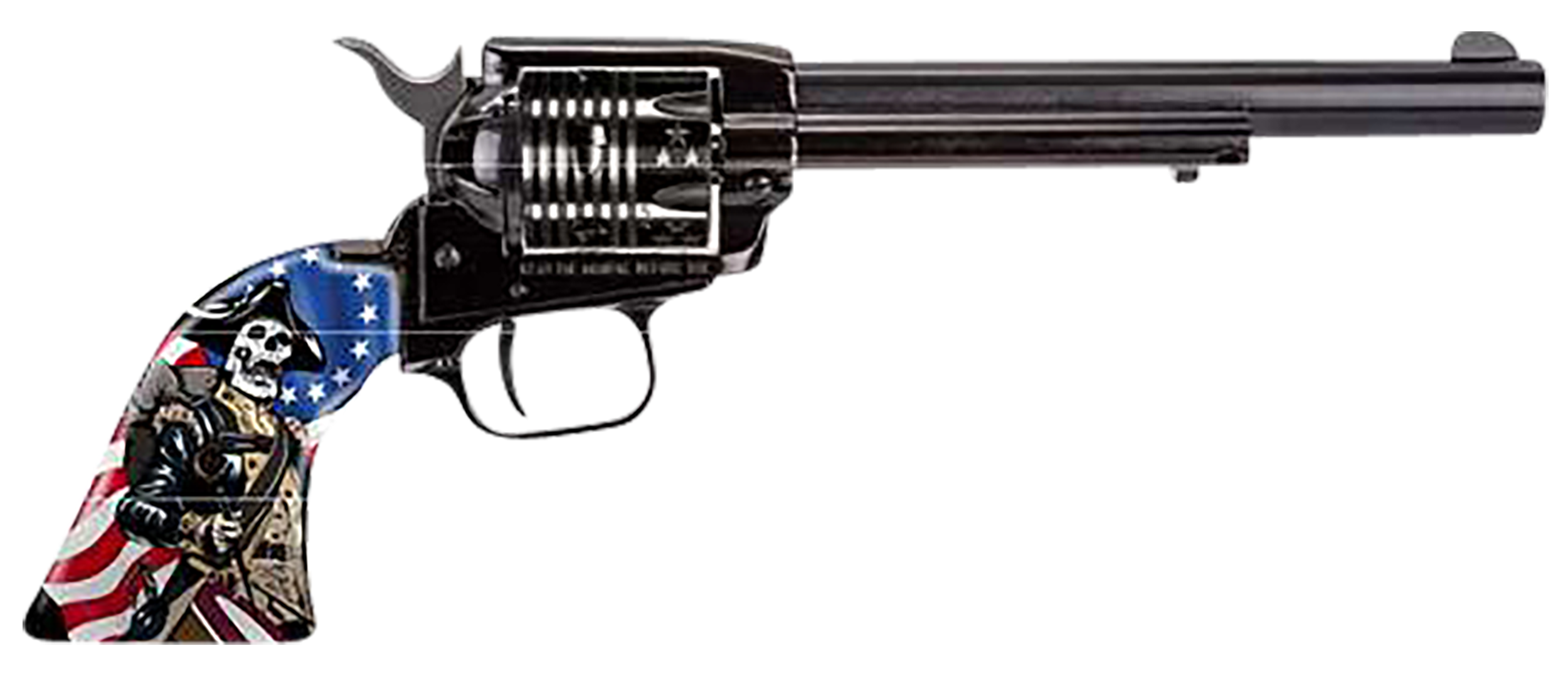Heritage Mfg RR22B6ECSS Rough Rider Independence Day 22 LR 6 Shot 6.50" Black Oxide Barrel & Frame, Black Oxide w/Engraved US Flag Cylinder, Custom Designed US Flag w/Soldier Grips