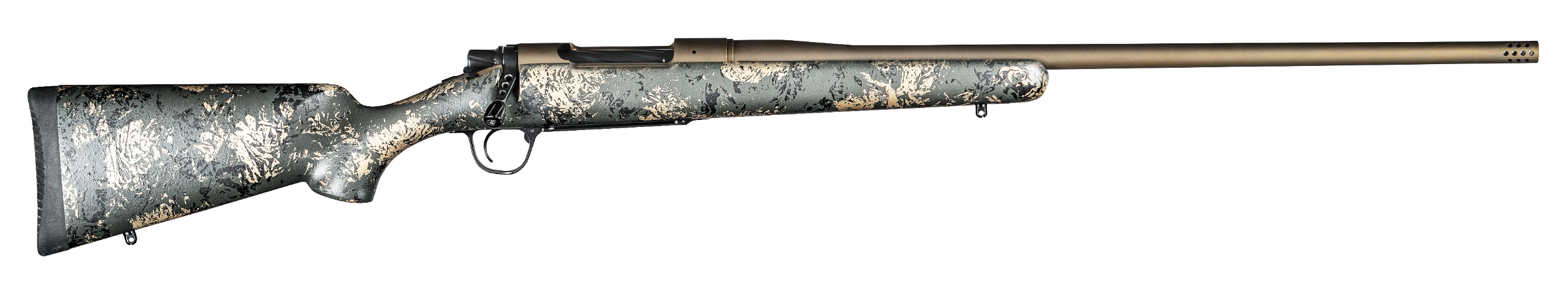 Christensen Arms 8010108500 Mesa FFT 300 Win Mag 3+1 22" Threaded Barrel, Burnt Bronze Cerakote, Green with Black/Tan Webbing Stock