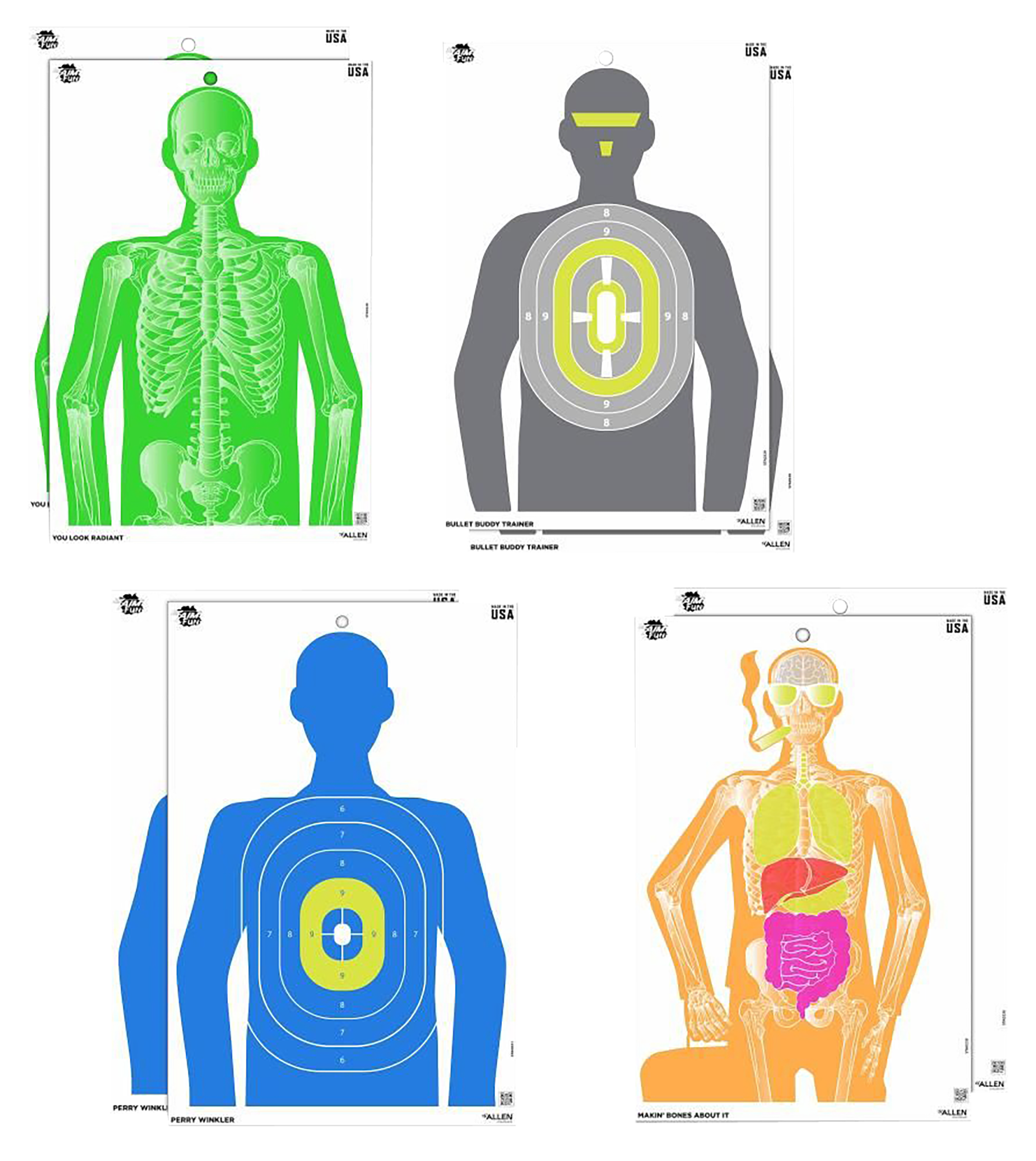 EZ-Aim 15645 Imposing Figure  Silhouette Paper Works w/Handgun/Shotgun/Airsoft Gun/BB Guns/Pellet Gun 12 x 18 Multi-Color 8 Pack