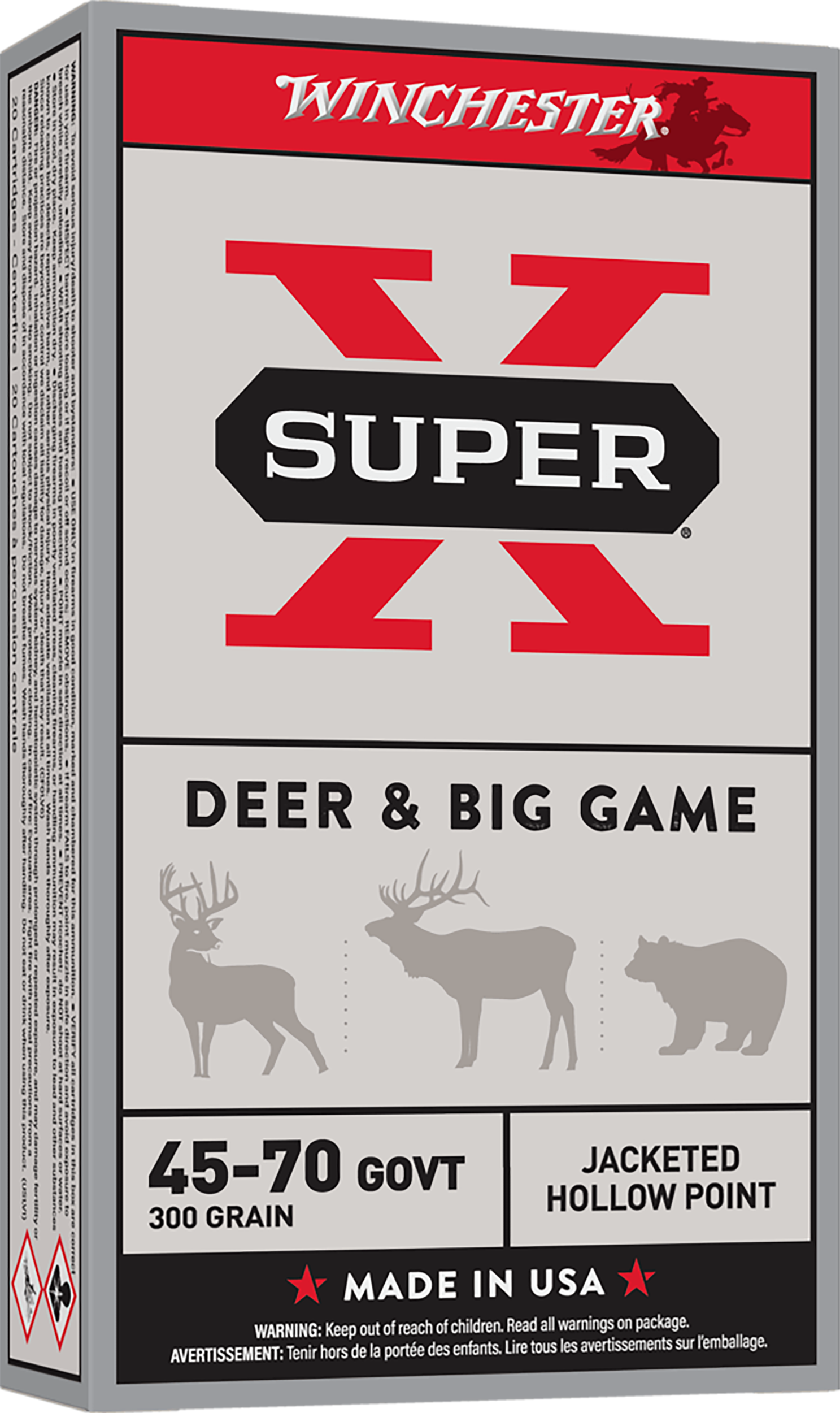 Winchester Ammo X4570H Super X  45-70Gov 300gr Jacketed Hollow Point 20 Per Box/10 Case