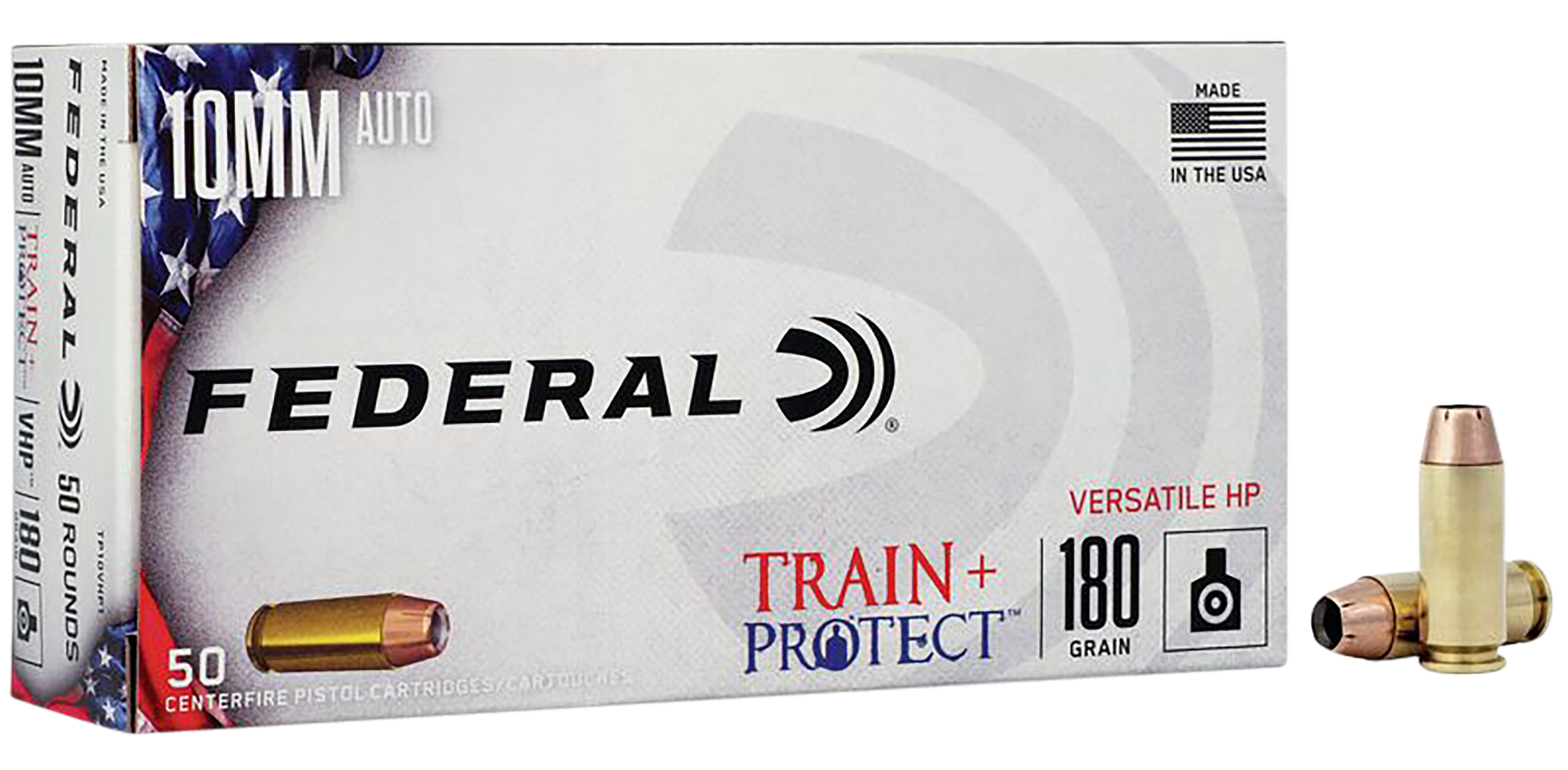 Federal TP10VHP1 Train + Protect 10mmAuto 180gr Versatile Hollow Point 50 Per Box/10 Case