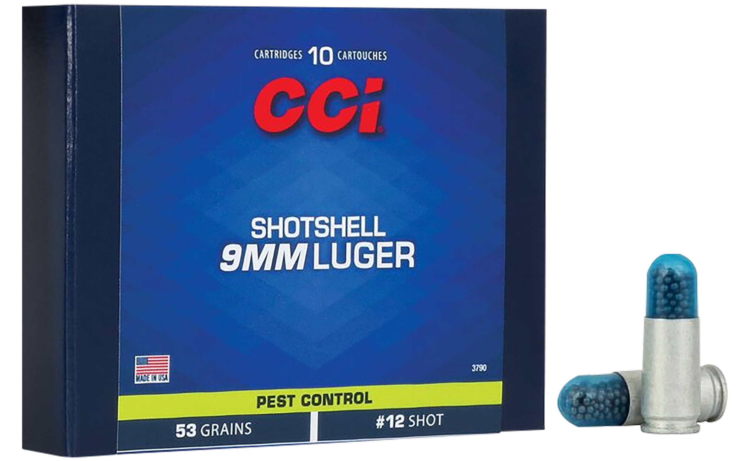 CCI 3790 Pest Control Shotshell 9mmLuger 53gr #12Shot 10 Per Box/20 Case