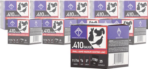 ATI GAME LOAD 410 3" 11/16OZ #6 1200FPS 250RD CASE LOT