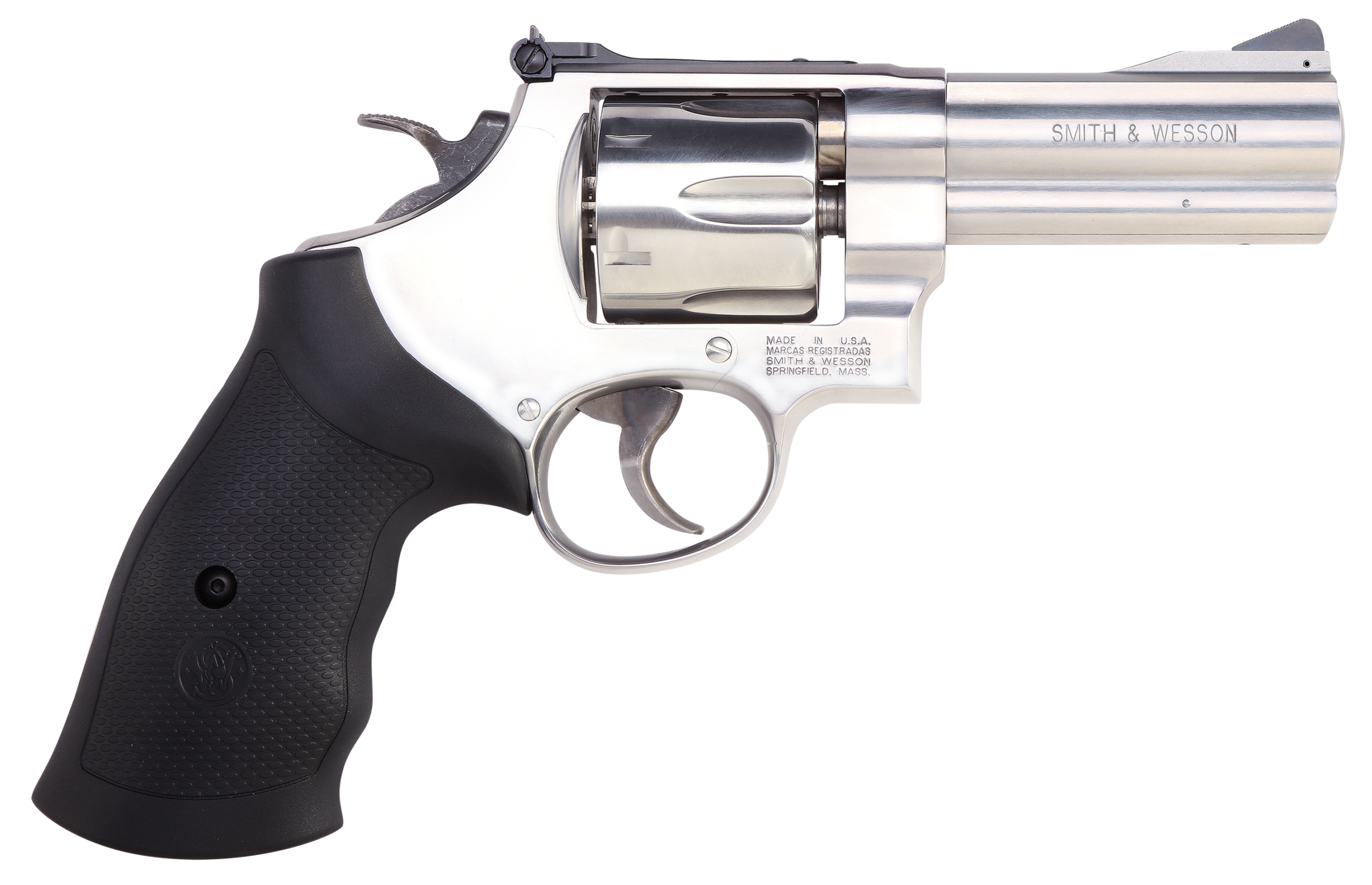 Smith & Wesson 12463 Model 610  N-Frame 10mm Auto/40 S&W 6 Shot 4" Stainless Steel Barrel, Cylinder &  Frame, Black Finger Grooved Grip, Internal Lock Safety, Exposed Hammer