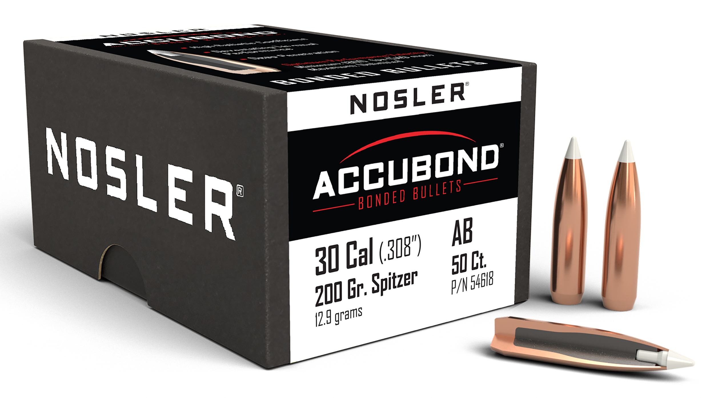 Nosler 54618 AccuBond  30Cal 200gr Spitzer Point 50/Box