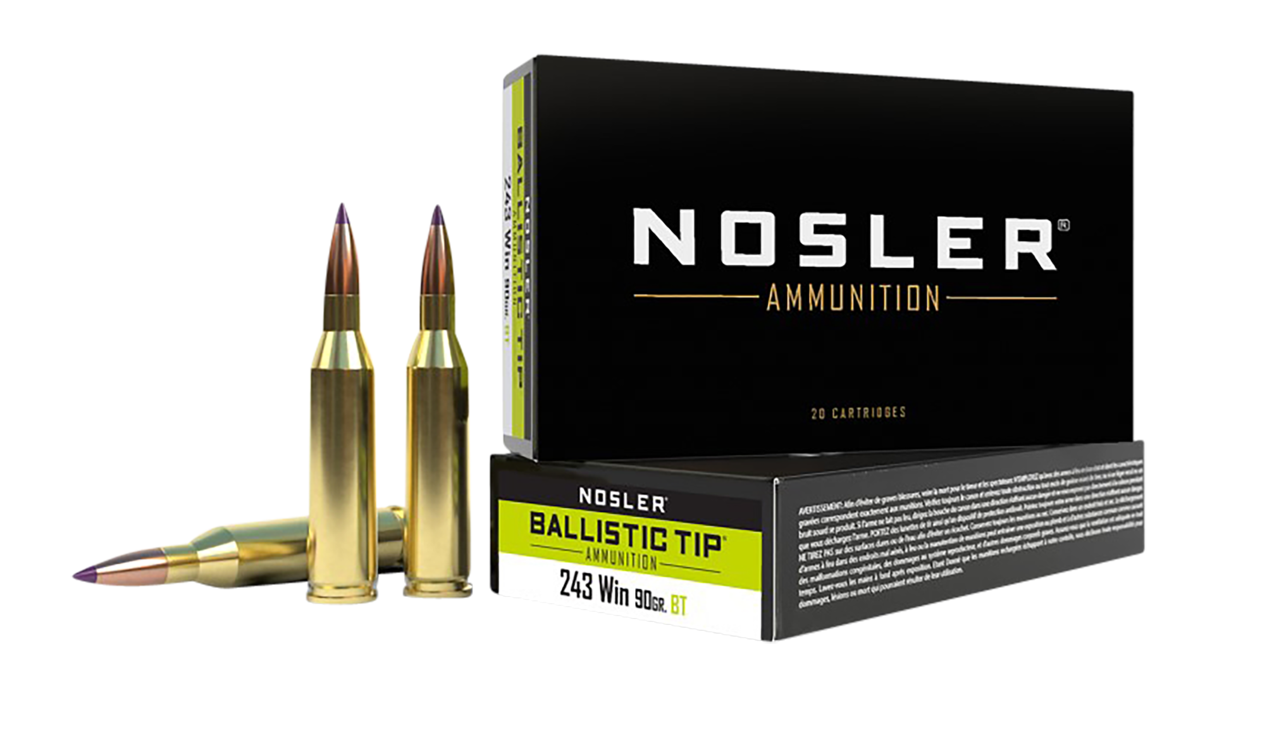 Nosler 40050 Ballistic Tip  243Win 90gr Spitzer Ballistic Tip 20 Per Box/10 Case
