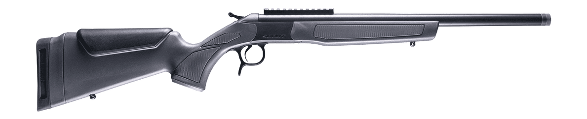 CVA CR4447 Scout 338 ARC 1rd 16.50" Matte Blued Threaded Barrel & Receiver w/DuraSight Rail, Stealth Gray Synthetic Stock