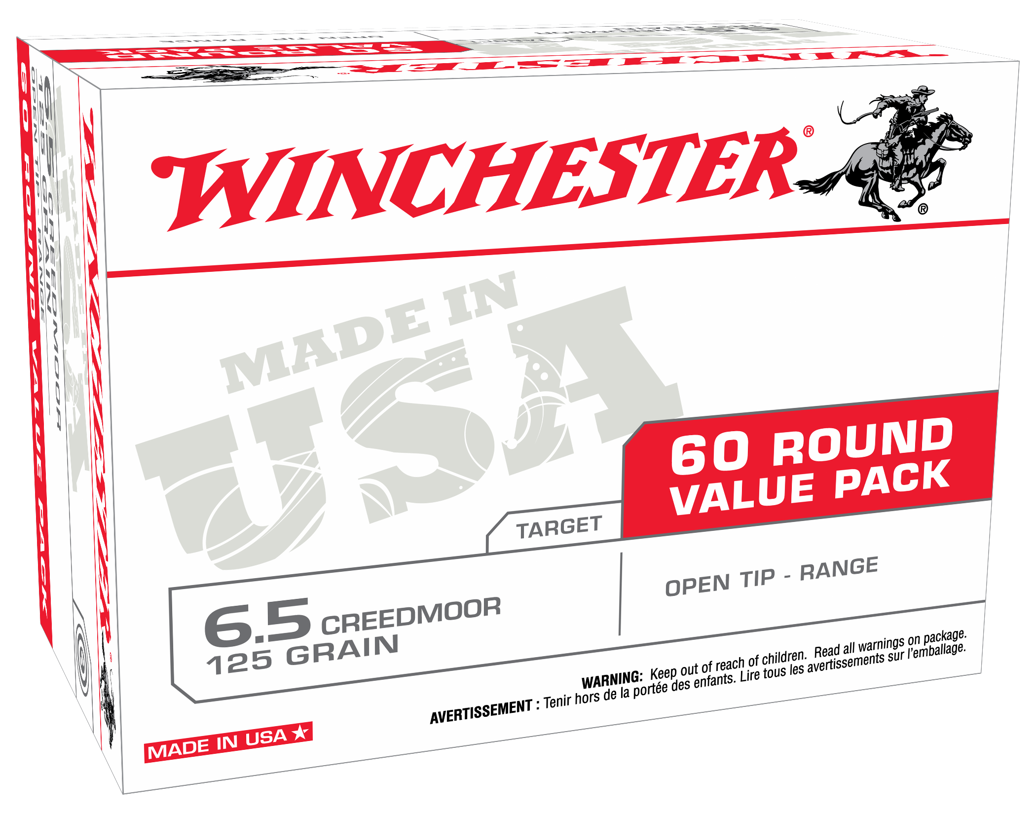 Winchester Ammo USA65CMVP USA Ready  6.5Creedmoor 125gr Open Tip 60 Per Box/4 Case *Value Pack