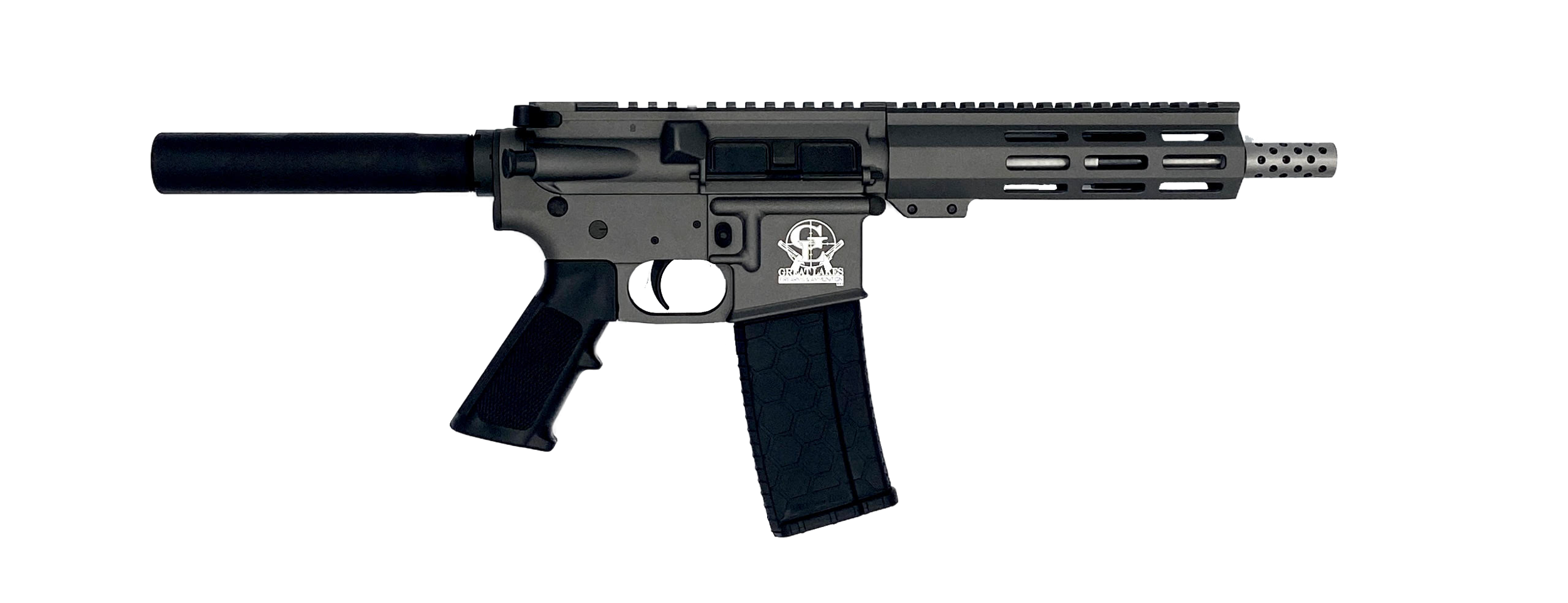 Great Lakes Firearms GL15223SSPTNG AR-15 Pistol 223 Wylde 30+1 7.50" Stainless Barrel, Tungsten Rec, 7" M-LOK Handguard, Buffer Tube (No Brace), Black A2 Grip