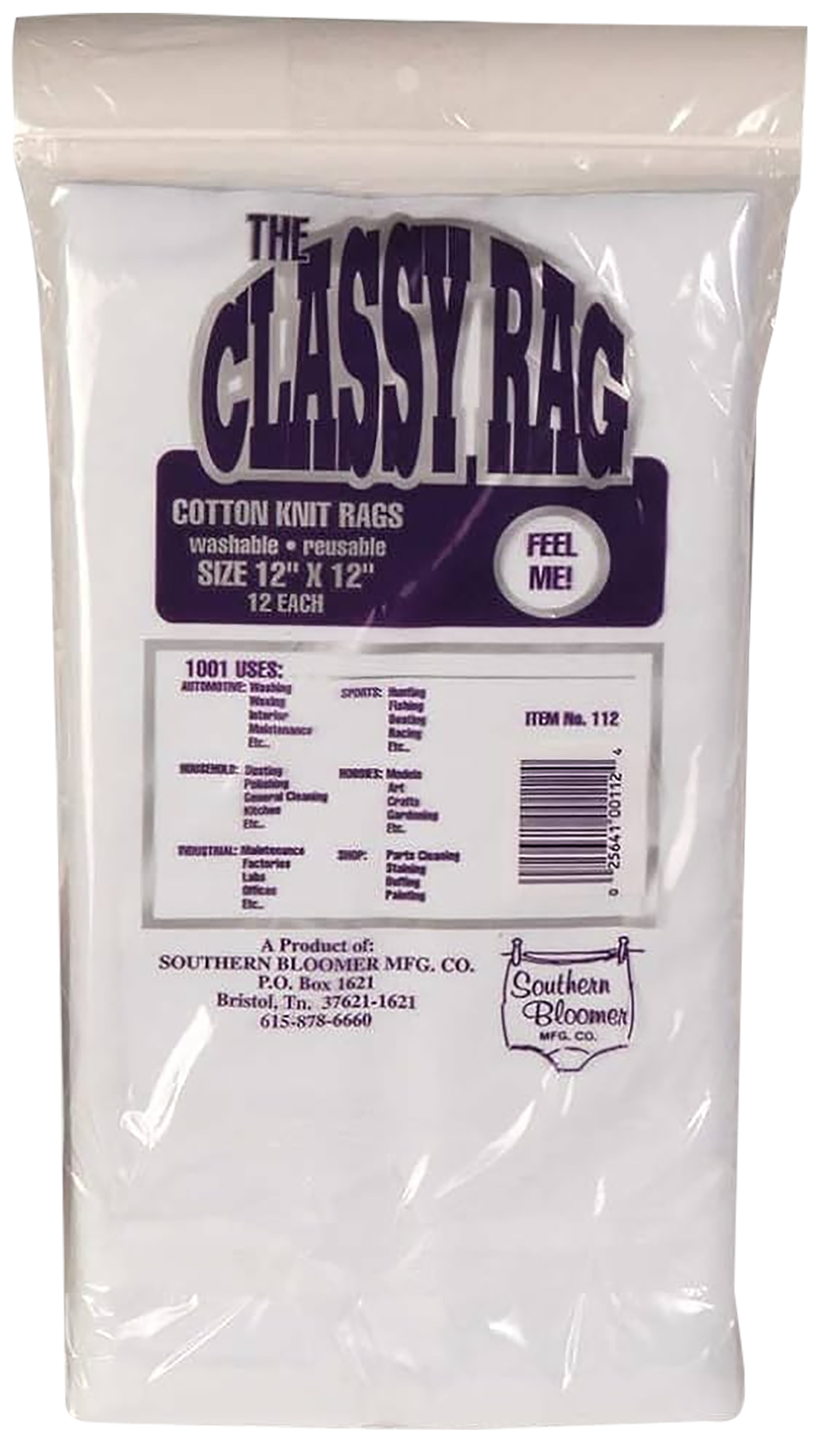 Southern Bloomer 112 Cleaning Patches  Cotton 12" x 12" 12 Per Bag