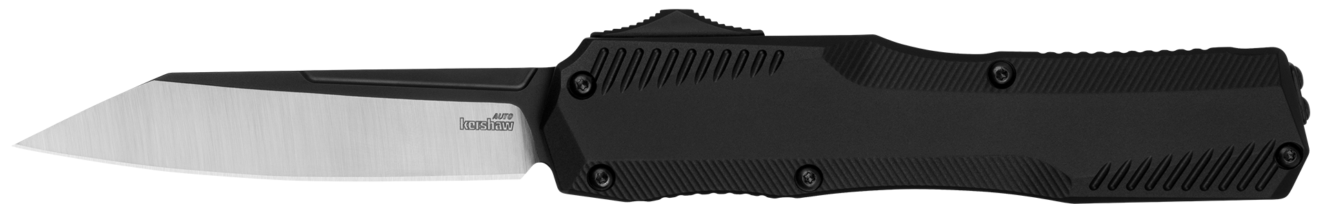 Kershaw 9000R Livewire  Automatic 3.30" OTF Reverse Tanto Plain Black PVD Flats/Satin Grinds CPM MagnaCut Steel Blade, Black Anodized Aluminum Handle