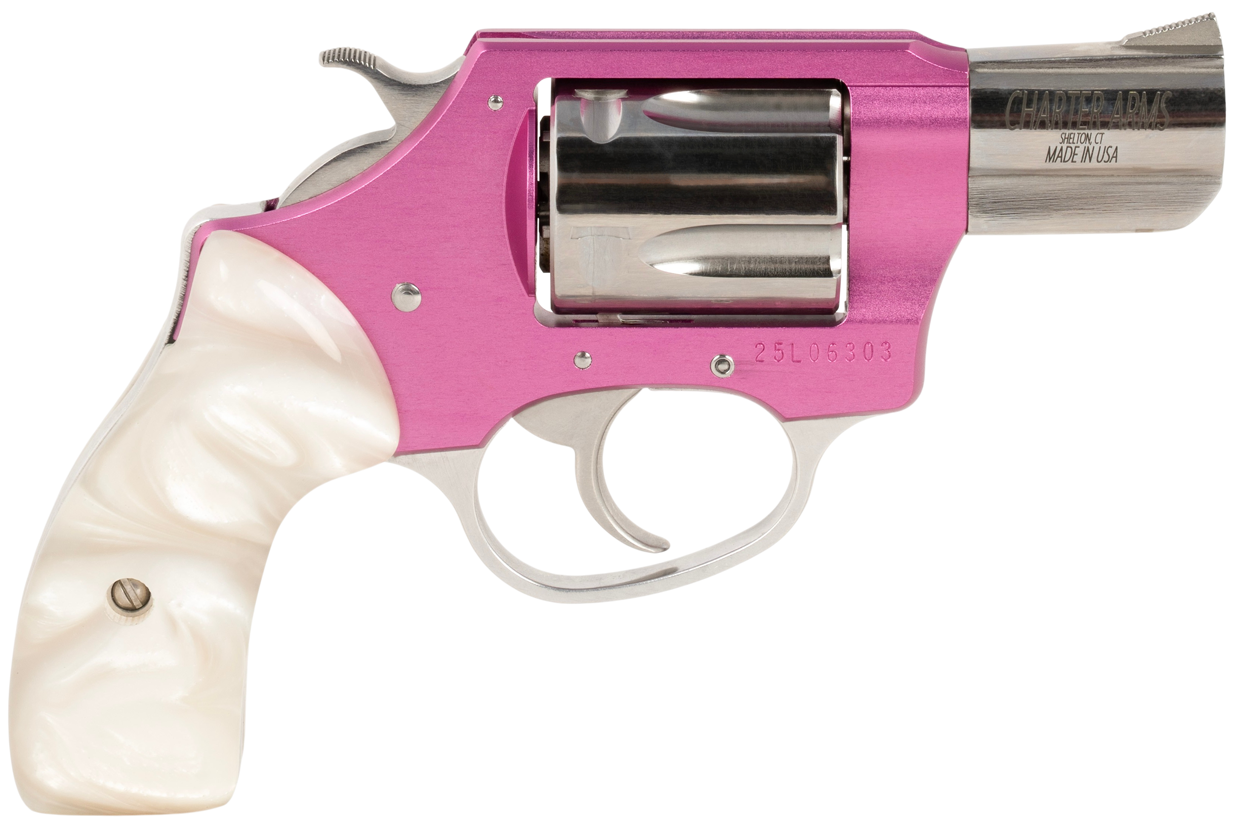 Charter Arms 53839 Undercover Lite Chic Lady Small 38 Special 5 Shot 2" High Polished Stainless Steel Barrel & Cylinder, Pink Aluminum Frame, Pearl Grip, Exposed Hammer