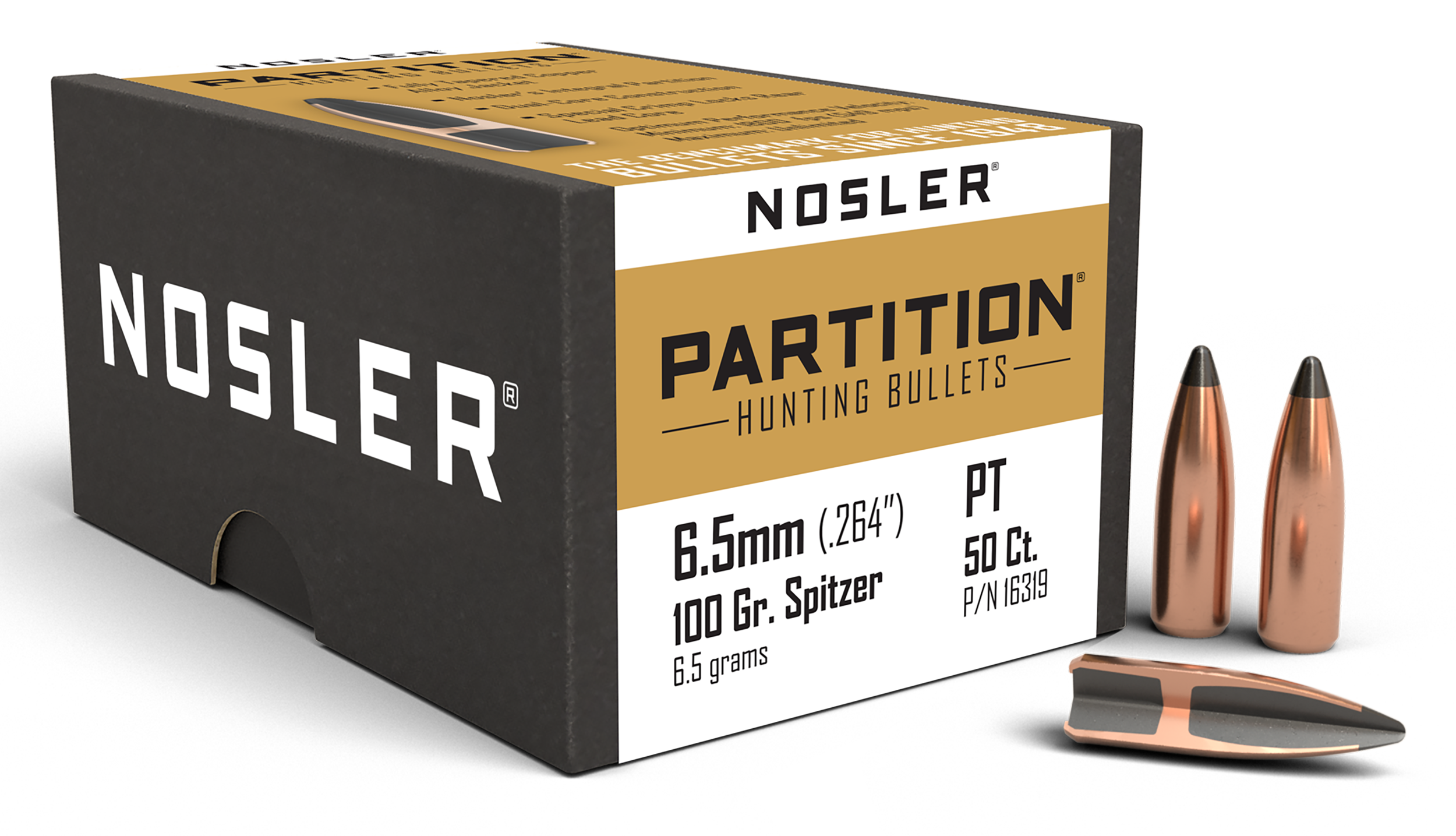 Nosler 16319 Partition  6.5 Creedmoor 100gr Partition Spitzer 50/Box