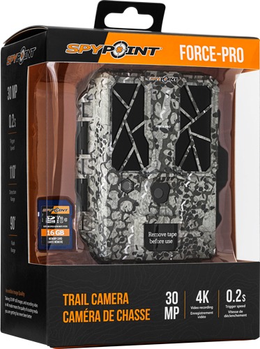 SPYPOINT TRAIL CAM FORCE PRO SOLAR 4K 30MP CAMO W/16GB CRD<