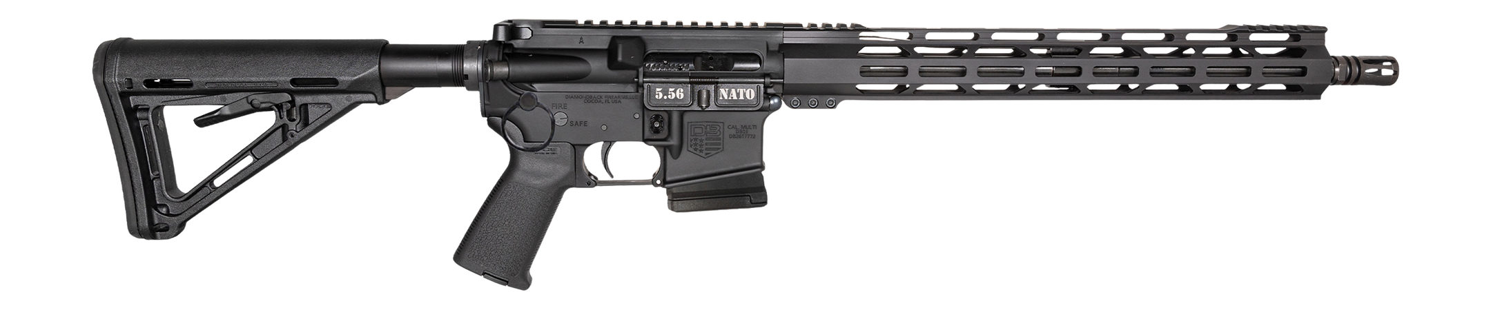 Diamondback DB1790K005 DB15 *CA Compliant 5.56 NATO 10+1 16" Black Nitride Barrel, Black Hardcoat Anodize Aluminum Receiver w/Picatinny Rail, M-LOK Handguard, Magpul MOE Polymer Brace & Magpul Black G
