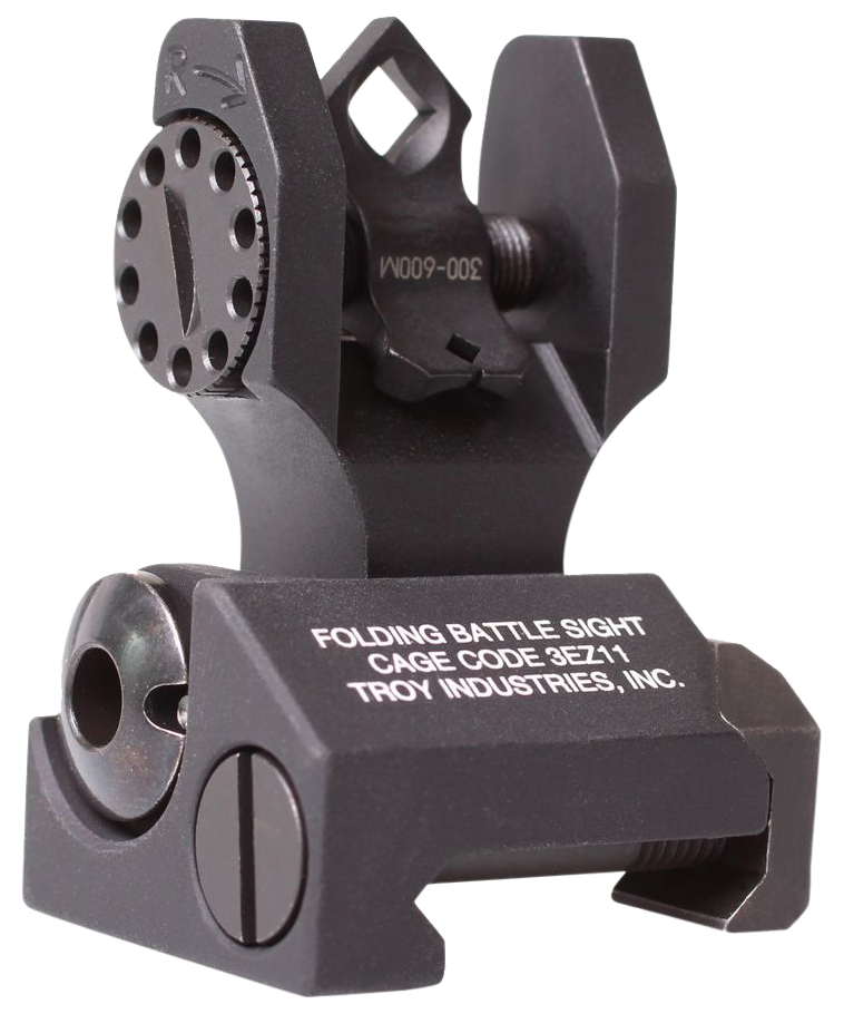 Troy Ind SSIGDOARFBT00 Rear Folding BatteleSight Dioptic  Black Hardcoat Anodized for AR-15
