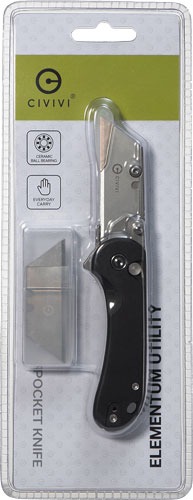 CIVIVI UTILITY KNIFE ELEMENTUM 2.26" BLACK W/3 EB CLAM PACK