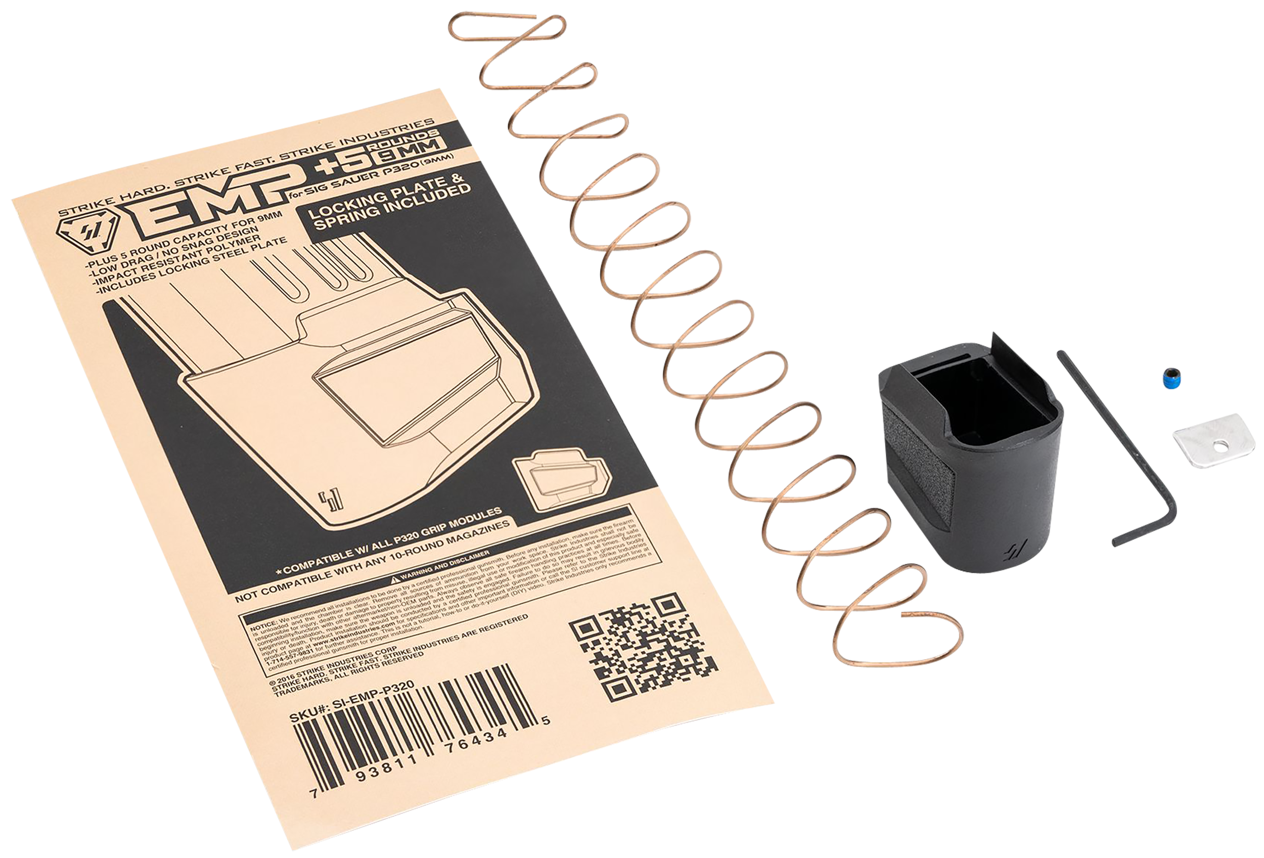Strike Industries EMPP320 Enhanced Magazine Plate  Enhanced Magazine Plate Extended +5rd 9mm Luger Black Polymer for Sig P320