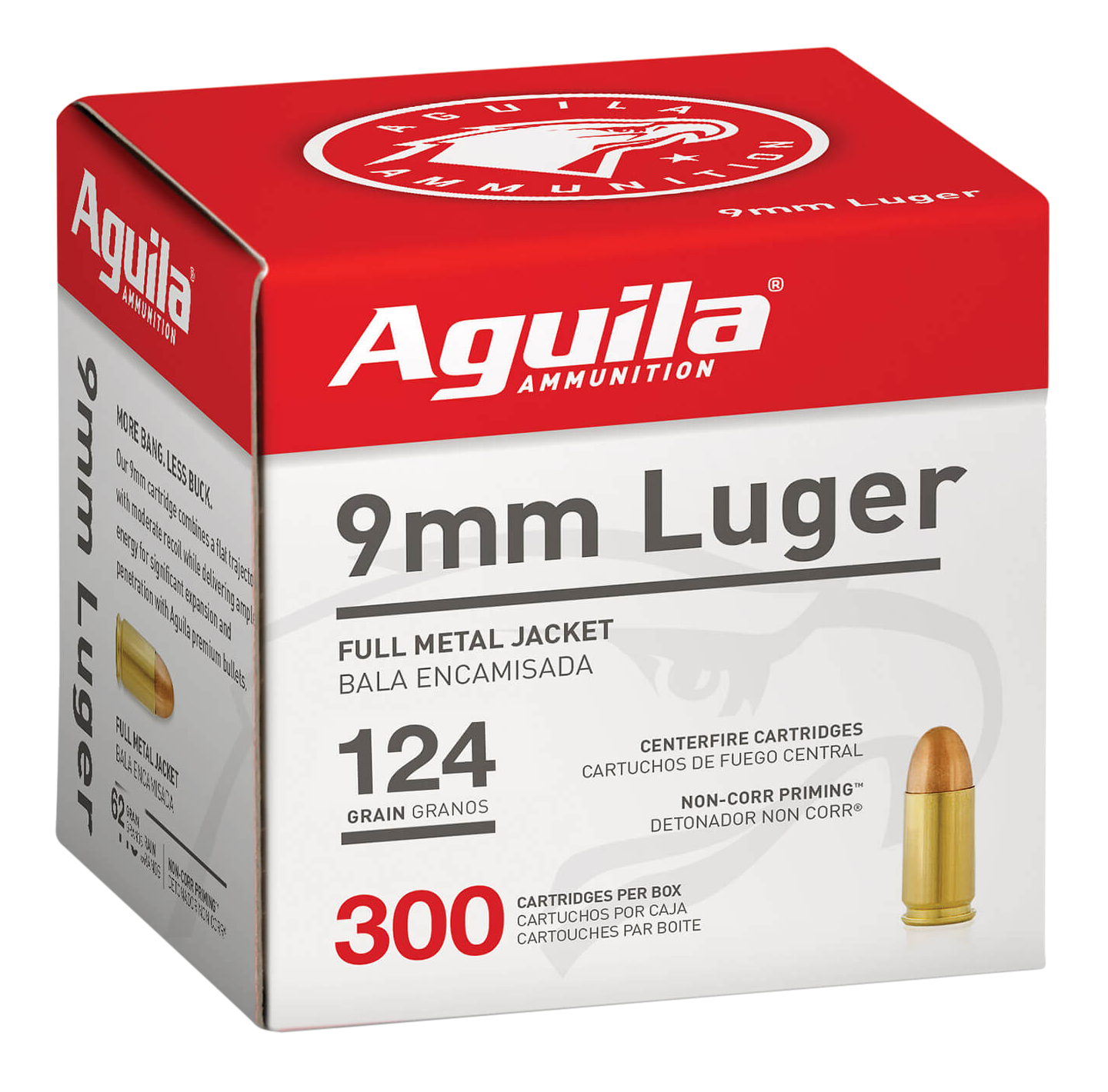 Aguila 1E092108   9mm Luger 124gr Full Metal Jacket 300 Per Box/4 Case