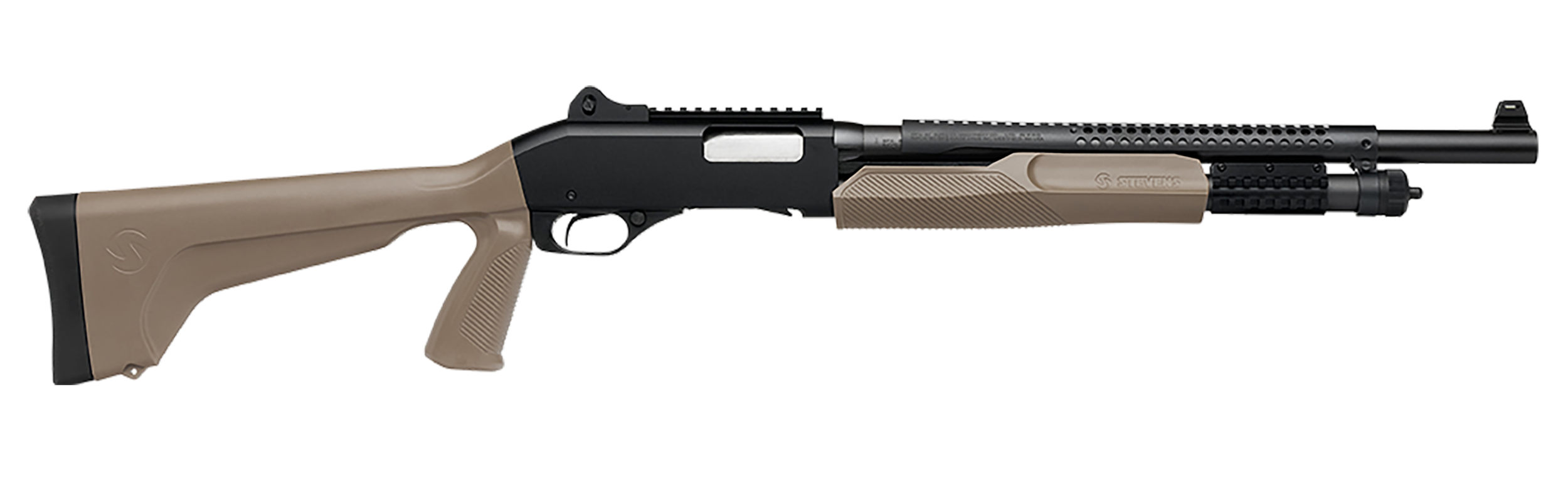 Stevens 19468 320 Security 12 Gauge Pump 5+1 18.50" Matte Black Heat Shield Barrel, Picatinny Rail Receiver, Bottom Picatinny Rail, Tactical w/Pistol Grip Flat Dark Earth Synthetic Stock, Ambidextrous