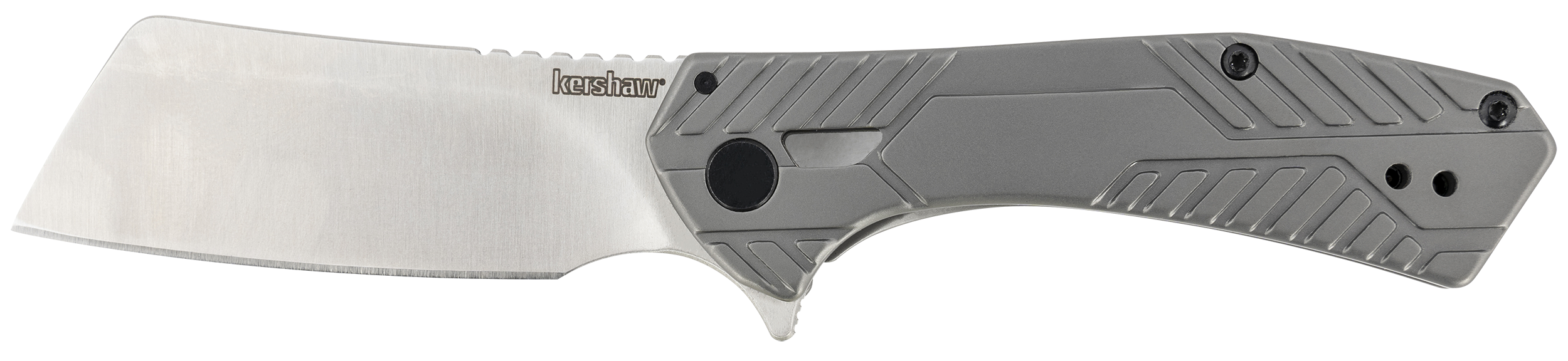 Kershaw 3445 Static 2.90" Folding Cleaver Plain Satin 8Cr13MoV SS Blade Gray PVD Stainless Steel Handle Includes Pocket Clip