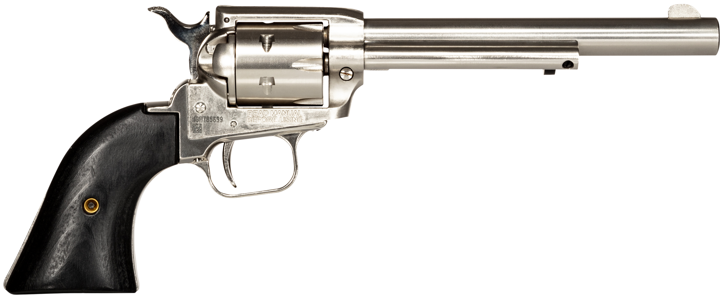 Heritage Mfg RR22NI6BW Rough Rider 22 LR 6rd 6.50" Nickel Steel Barrel, Nickel Aluminum Frame, Matte Nickel Cylinder, Black Laminate Grip, Hammer/Thumb Safety, Exposed Hammer