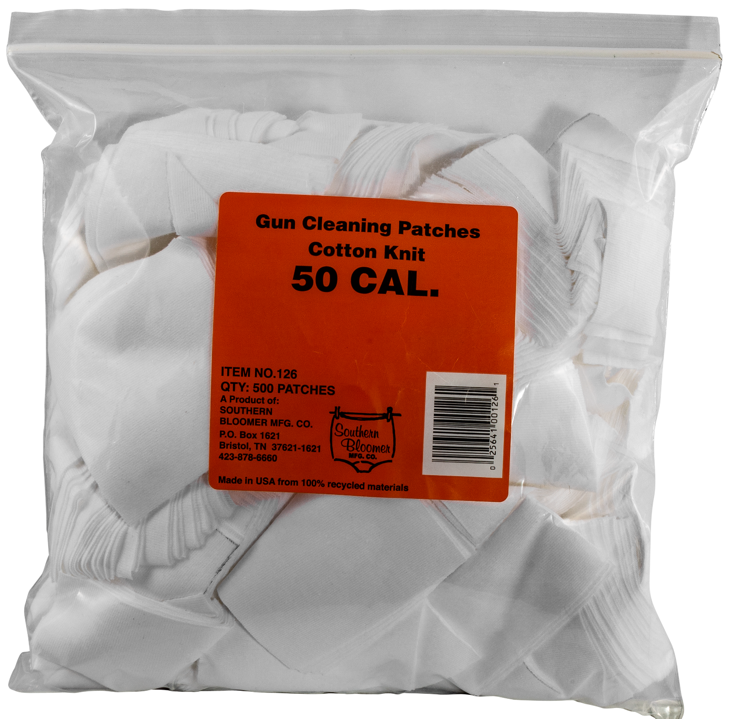 Southern Bloomer 126 Cleaning Patches 50 Cal Cotton 500 Per Pkg