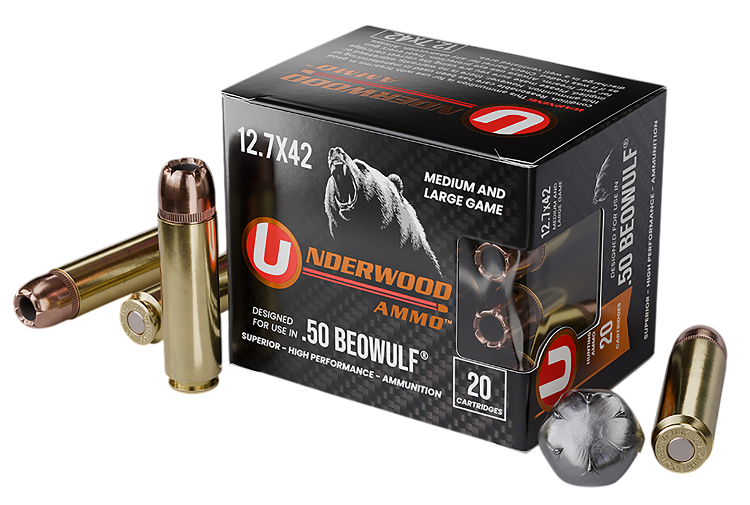Underwood Ammo 518 XTP 50Beowulf 350gr Jacketed Hollow Point 20 Per Box/10 Case