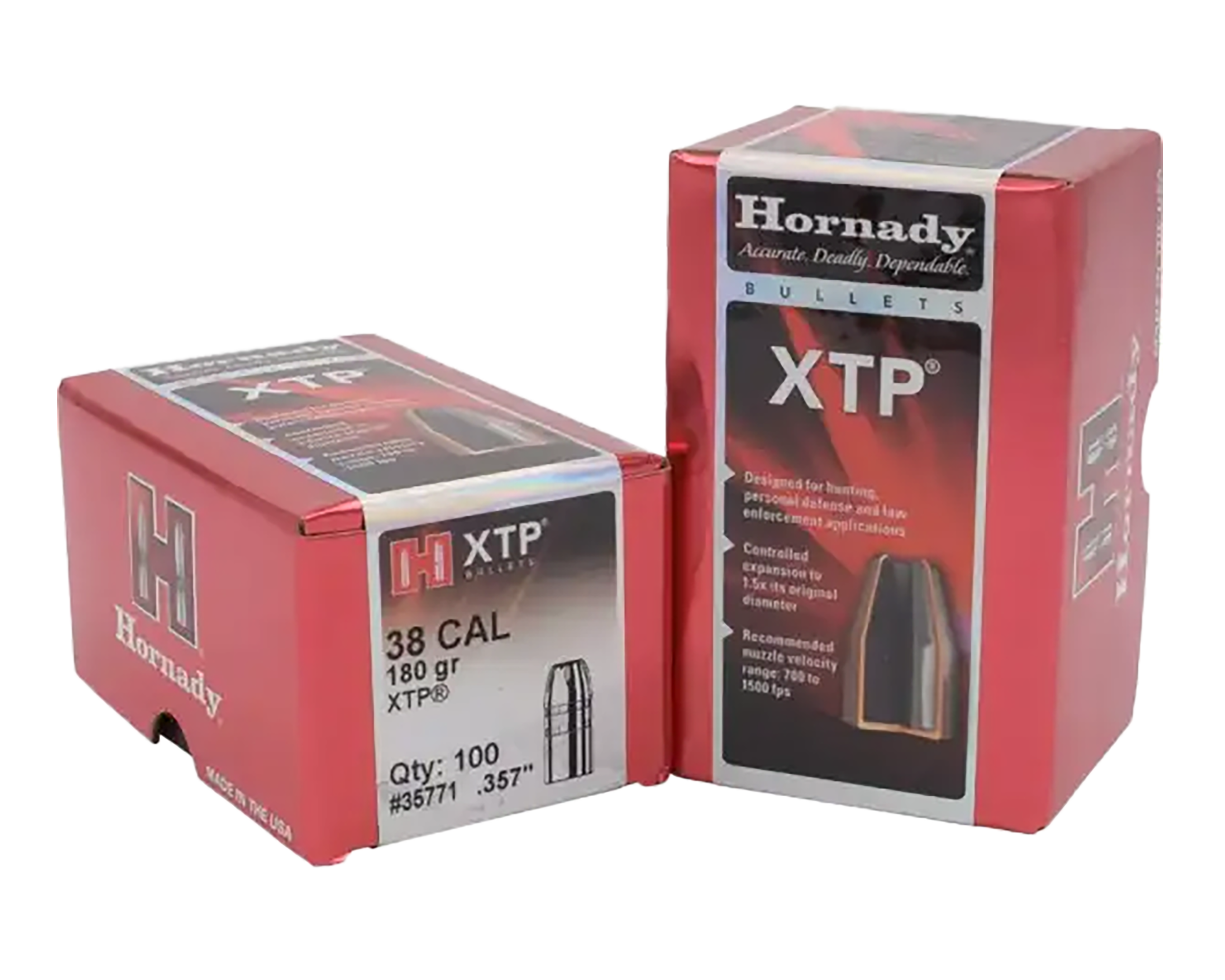 Hornady 35771 XTP 38Cal .357 180gr 100 Per Box/15 Case