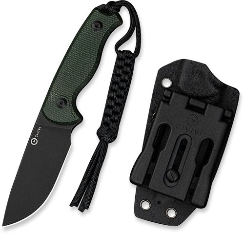 CIVIVI KNIFE TIMBERBARK 3.2" FIXED GREEN MICARTA/BLK STNWS!