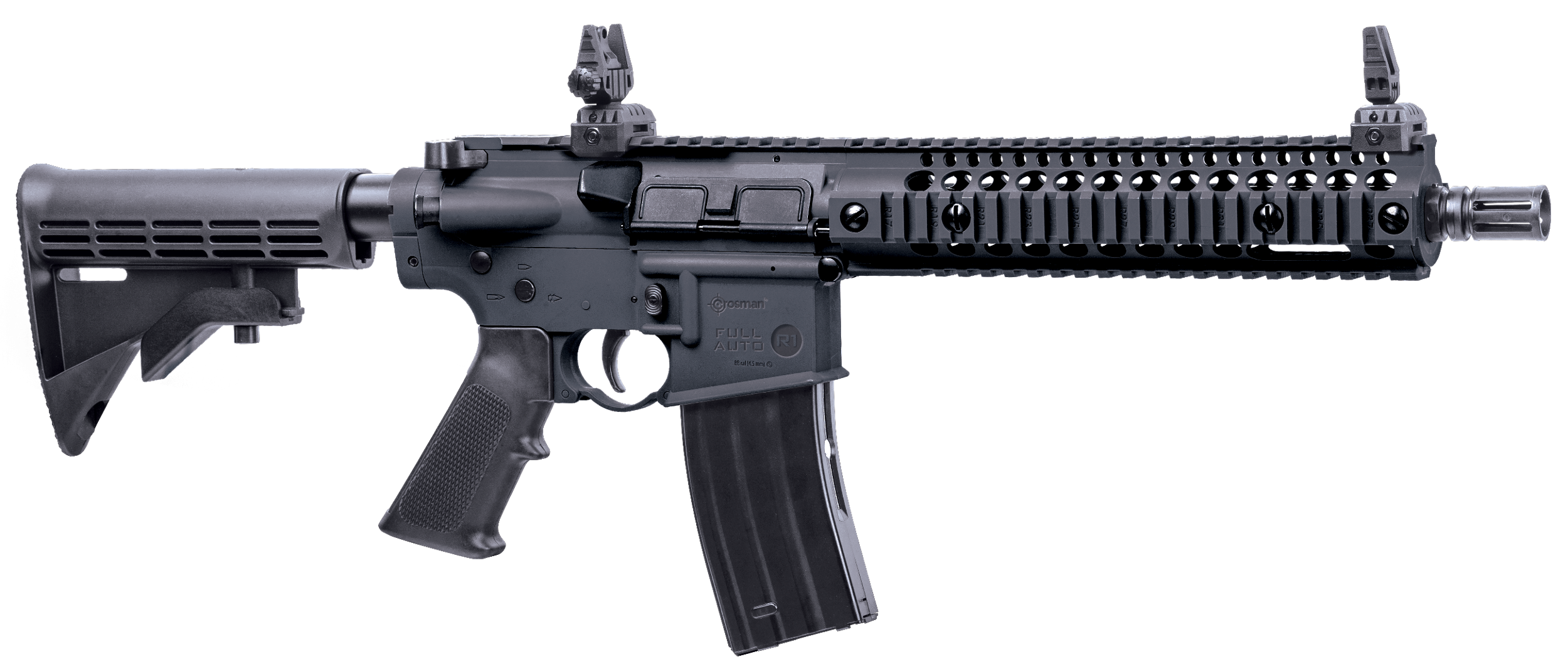 Crosman CFAR1B Full Auto R1 Air Rifle CO2 177 25rd Shot Black Black Receiver Black 6 Position Stock