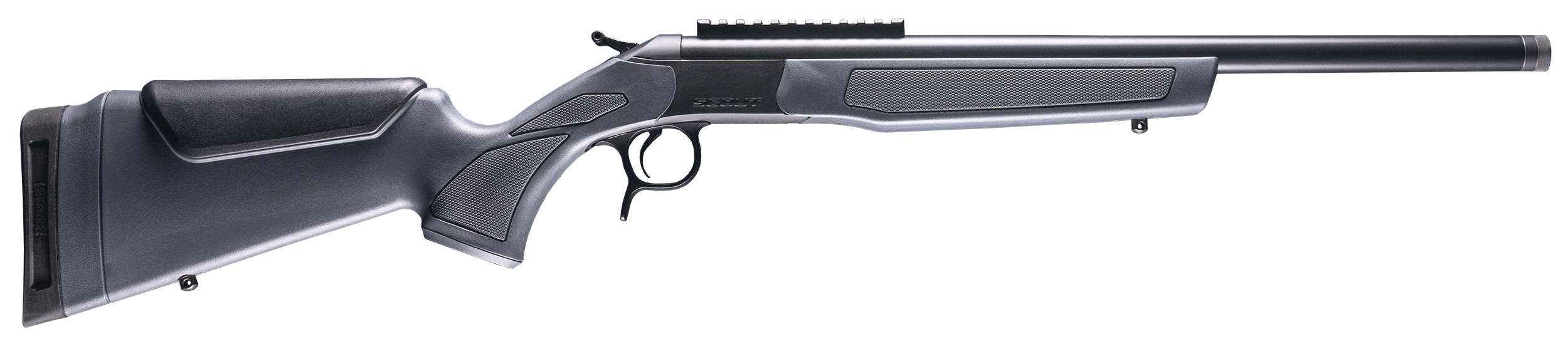 CVA CR4439 Scout 35 Whelen 1rd 22" Blued Threaded Barrel, Blued Picatinny Rail Receiver, Stealth Gray Fixed Synthetic Stock