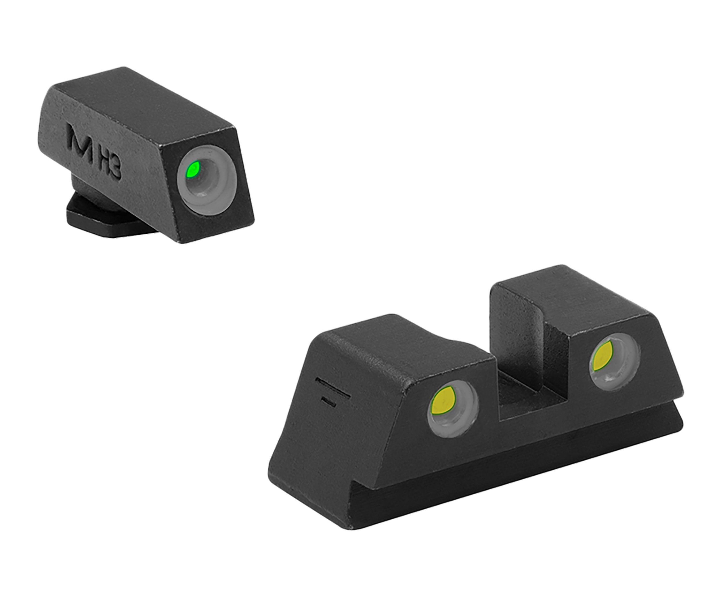 Meprolight USA 102203201 Tru-Dot  Green Tritium White Outline Front Sight-Yellow Tritium White Outline Rear Sight Glock 42/43/43X/48
