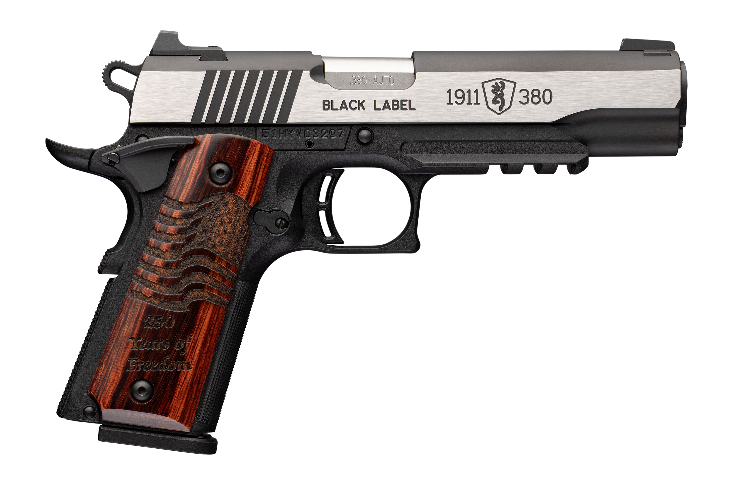 Browning 051124492 1911 Black Label Medallion Pro 250 Full Size Frame 380 ACP 8+1 4.25"