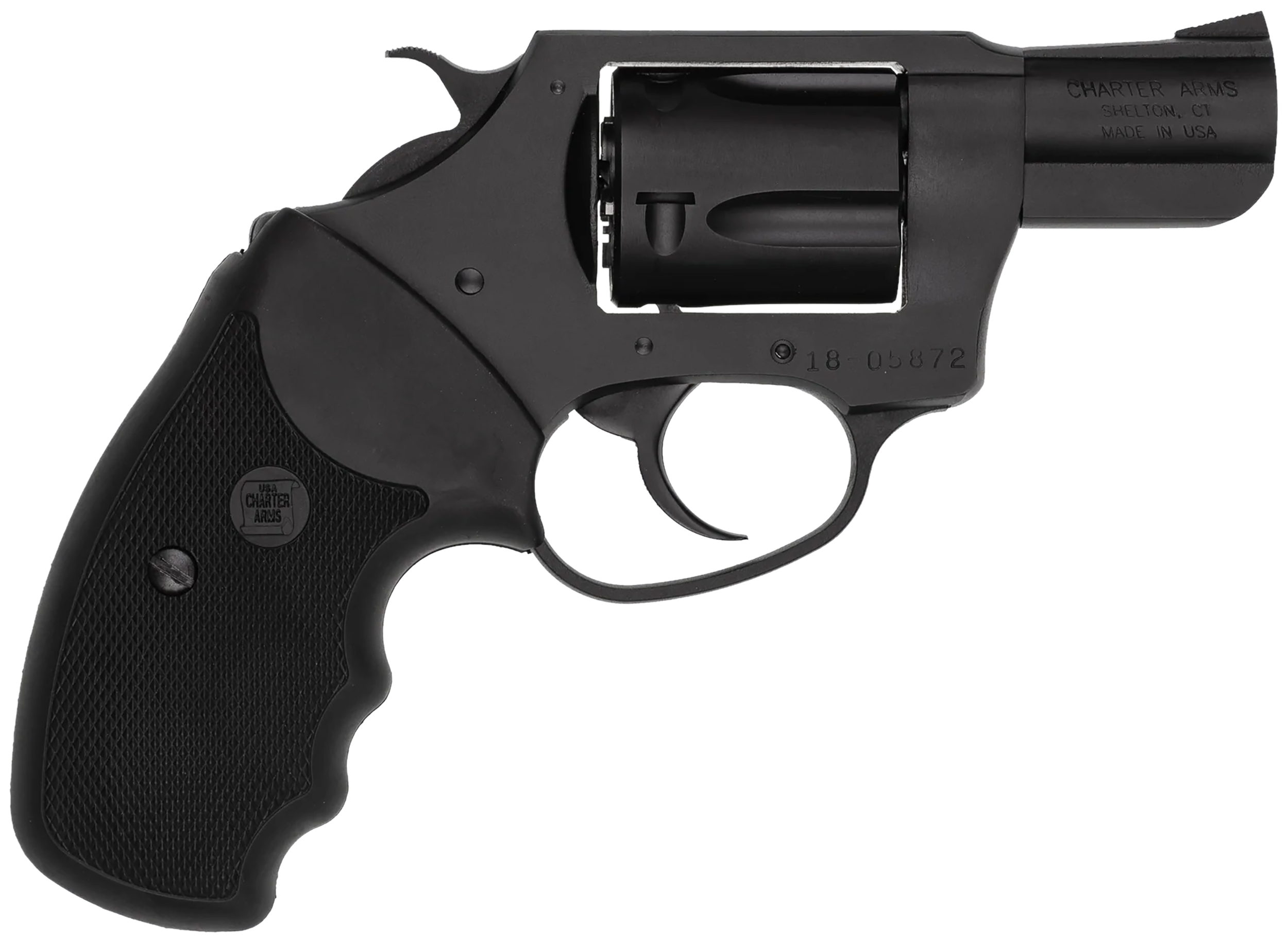 Charter Arms 13820 Undercover Lite Small 38 Special, 5 Shot 2" Black Stainless Steel Barrel & Cylinder, Black Passivate Aluminum Frame w/Black Finger Grooved Rubber Grip, Exposed Hammer
