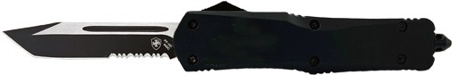 TEMPLAR KNIFE LARGE OTF BLACK RUBBER 3.5" BLACK TANTO SRRTD