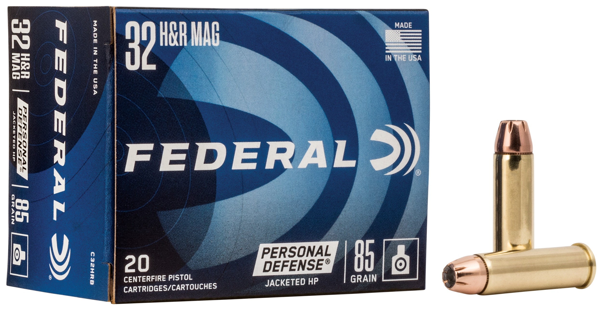 Federal C32HRB Personal Defense 32H&R Mag 85gr Jacketed Hollow Point 20 Per Box/25 Case