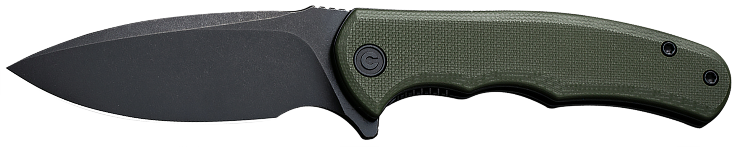 Civivi Knives C18026C-1 Praxis Mini 2.98" Folding Drop Point Plain Black Stonewashed D2 Steel Blade, OD Green Textured G10 Handle