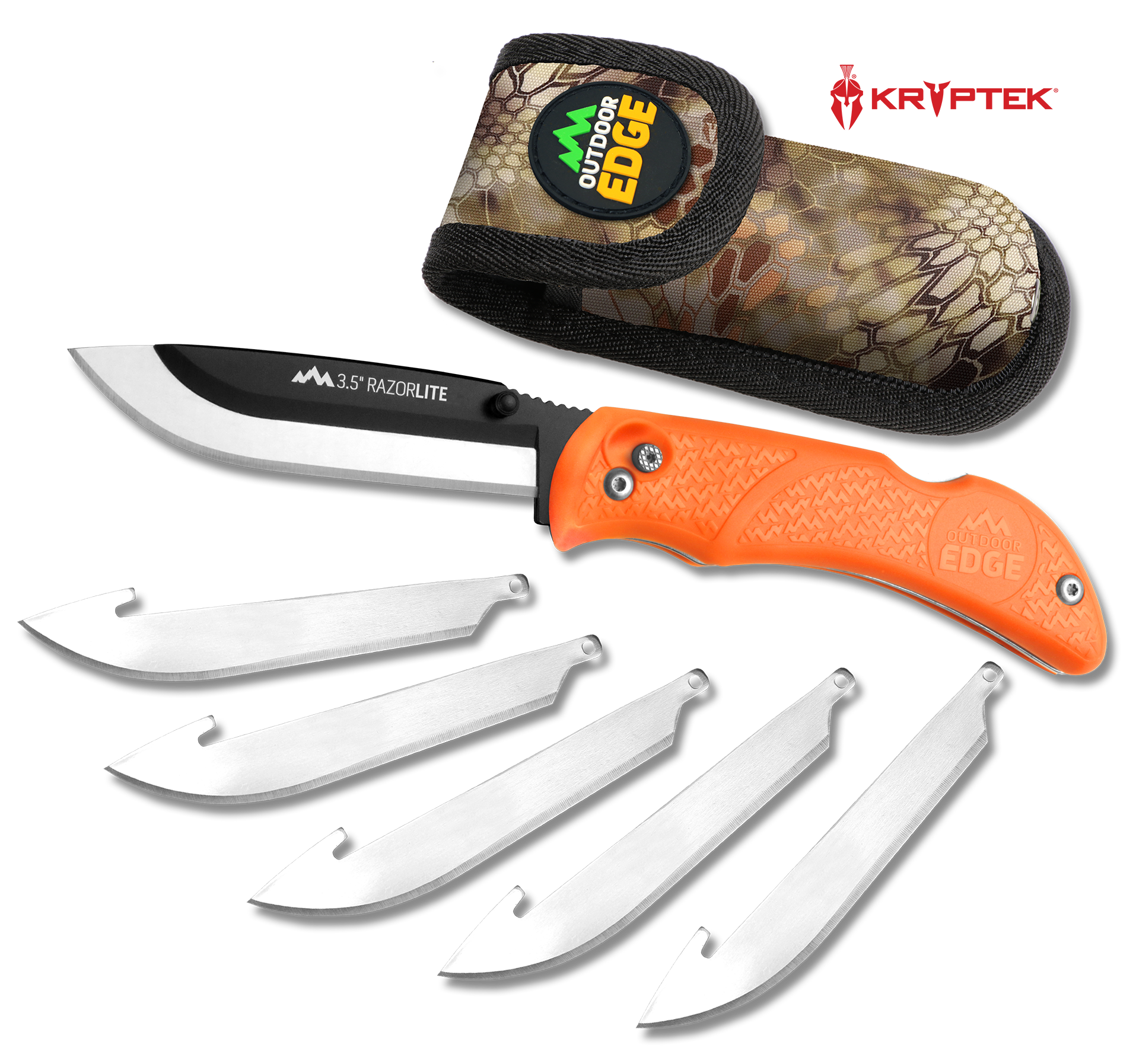 Outdoor Edge RB20C RazorLite  3.50" Folding Plain Black Oxide 420J2 SS Blade TPR Blaze Orange Handle