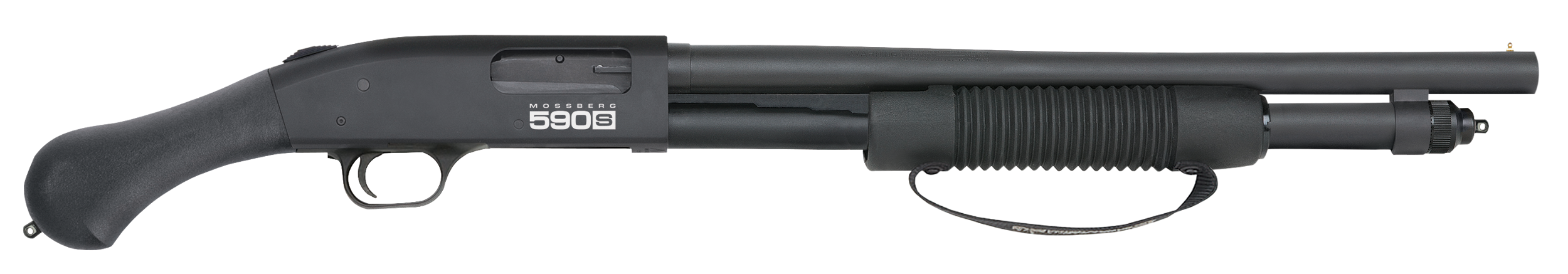 Mossberg 51600 590S Shockwave Full Size Frame 12 Gauge Pump 3" 10+1 18.50" Matte Blued Steel Barrel, Black Anodized Stainless Steel Receiver, Black Raptor Birdshead Grip