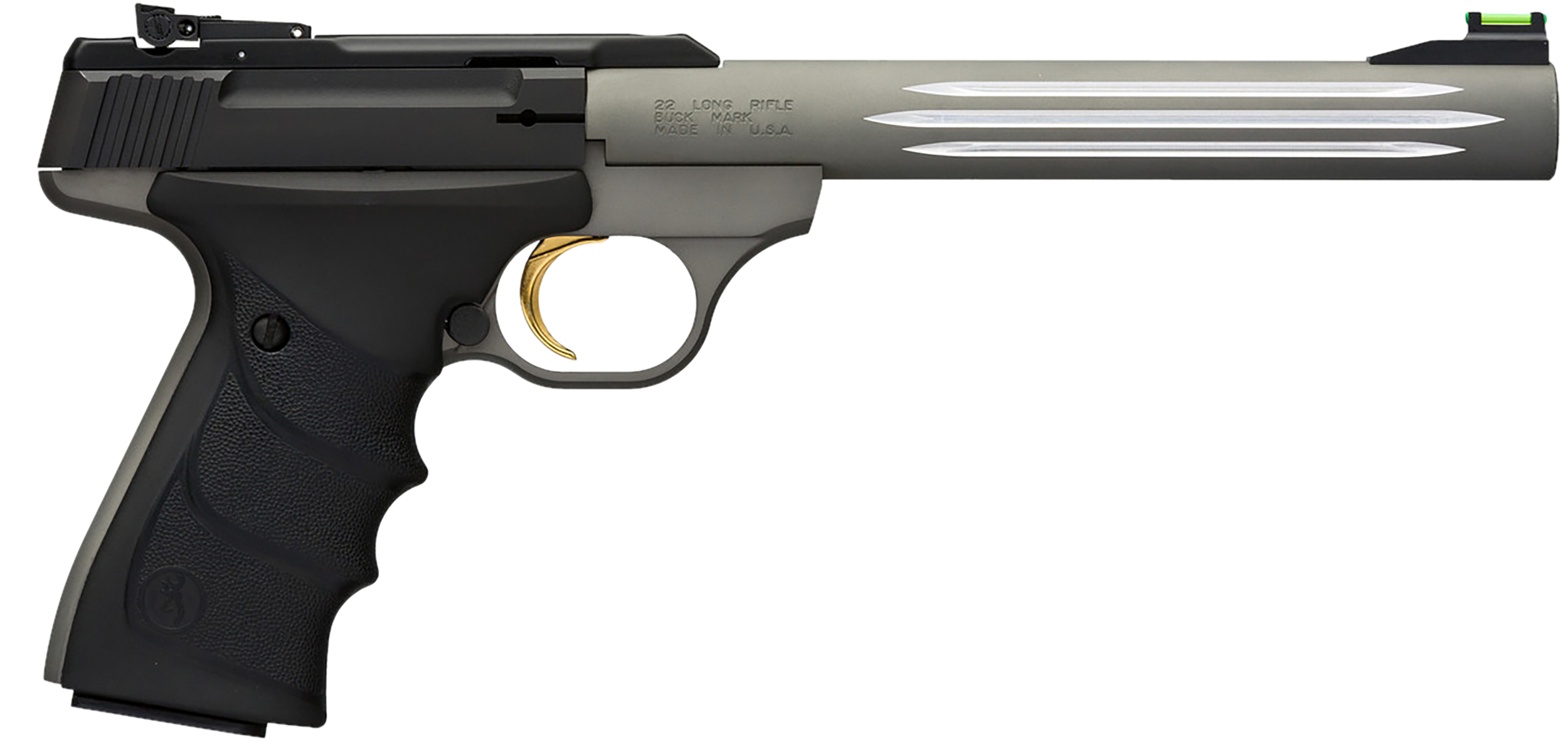 Browning 051462490 Buck Mark Lite *CA Compliant 22 LR 10+1 7.25" Matte Gray Fluted Barrel, Matte Black Serrated Steel Slide, Matte Gray Aluminum Frame, Black Ultragrip RX Grips
