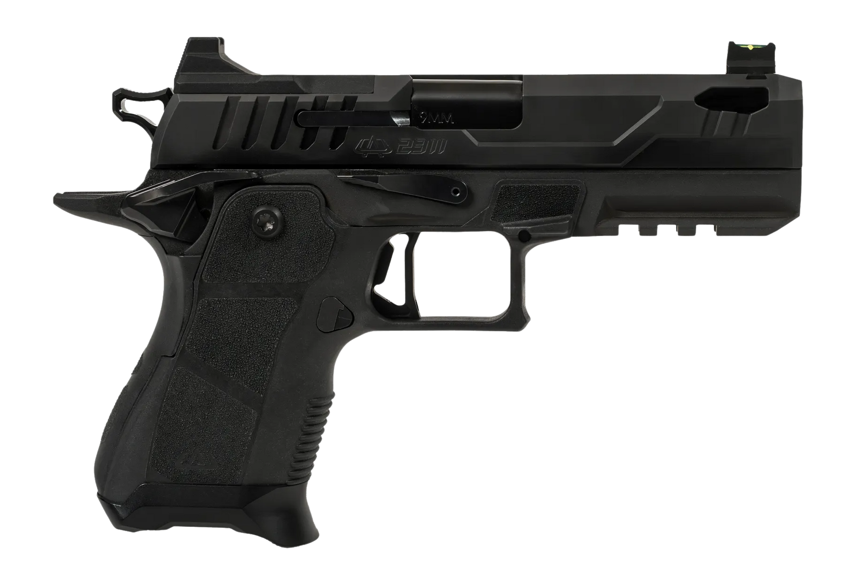 Oa Defense  2311 Pro Compact Frame 9mm Luger 15+1 4.25" DLC Black Steel Optic Ready/Serrated Slide, Black Aluminum Frame w/Picatinny Rail, Black Polymer Grip, Ambidextrous