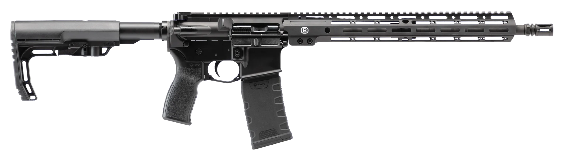 Bersa BAR15300BORMFT BAR15 300 Blackout 30+1 16" Black Threaded Barrel, Black Hardcoat Anodize Aluminum Receiver w/Picatinny Rail, M-LOK Handguard, MFT Minimalist Black Polymer Stock, Black Polymer Gr
