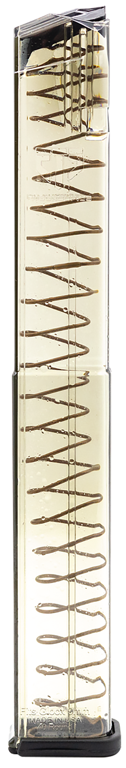 ETS Group GLK1840 Pistol Mags 40rd Extended 9mm Luger Compatible w/ Glock 17/18/19/26/34/45 Clear Polymer