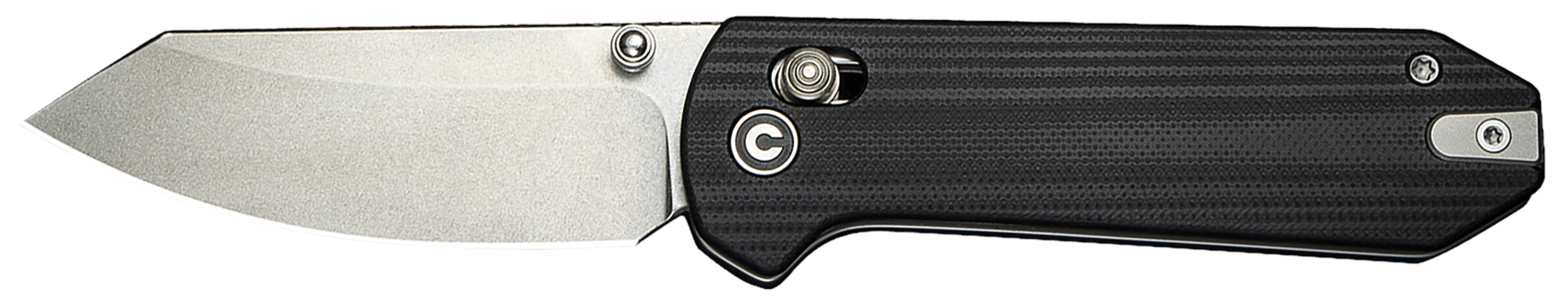 Civivi Knives C23073-1 Yonder 2.88" Folding Spey Point Plain Stonewashed 14C28N Steel Blade, Black Textured G10 Handle