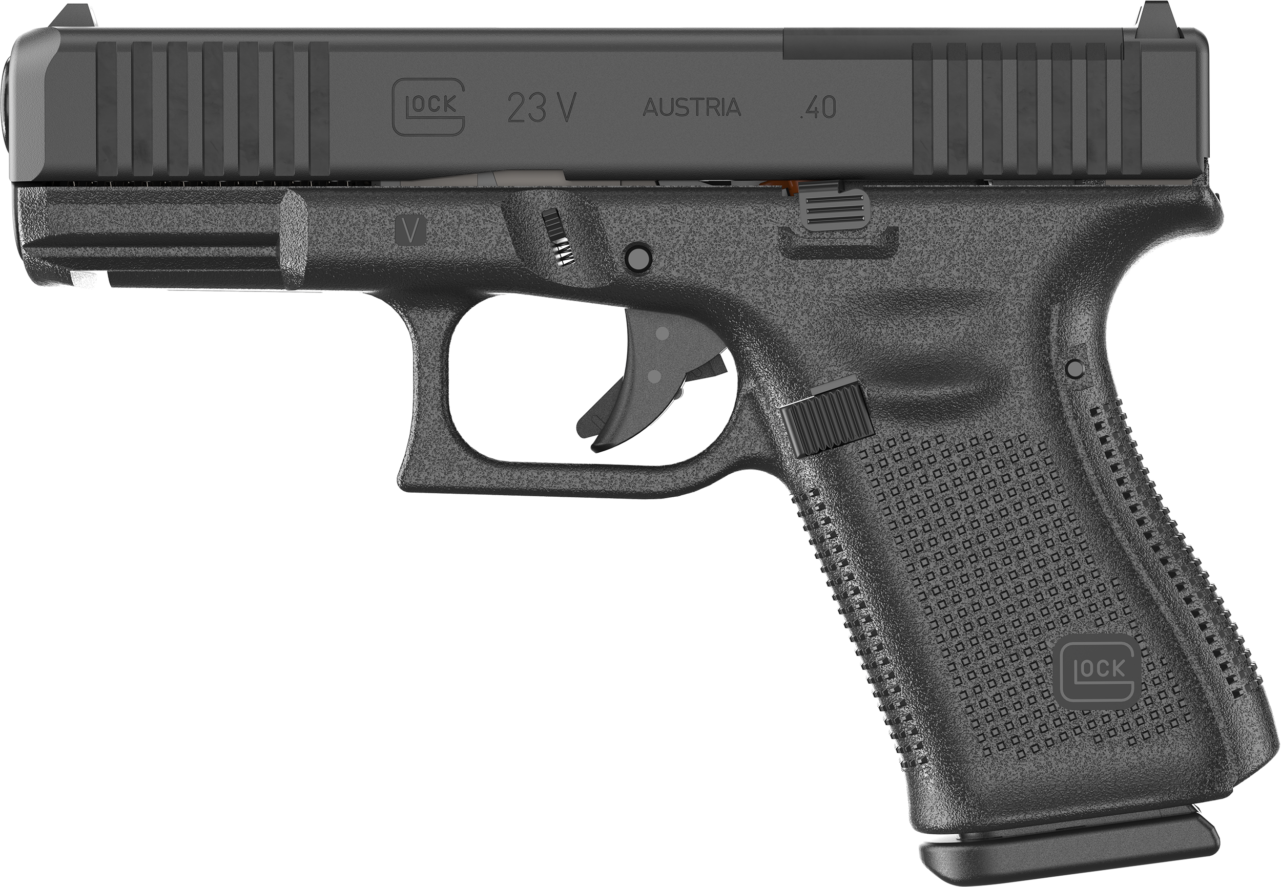 Glock PV2350201MOS G23 V MOS 40 S&W 10+1 4.02" Black GMB Barrel, Black nDLC Steel Optic Ready/Serrated Slide, Black Polymer Frame w/Accessory Rail, Interchangeable Backstrap Grip, Ambidextrous