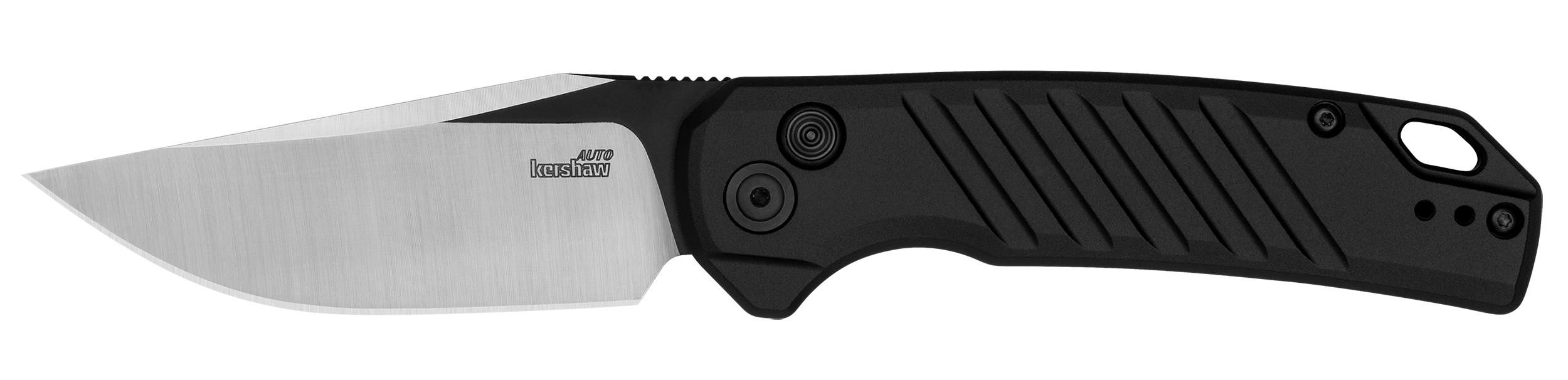 Kershaw 7305 Launch 23 Automatic 3.30" Folding Trailing Point Plain Black Cerakote/Satin CPM 154 SS Blade, Black Anodized Aluminum Handle