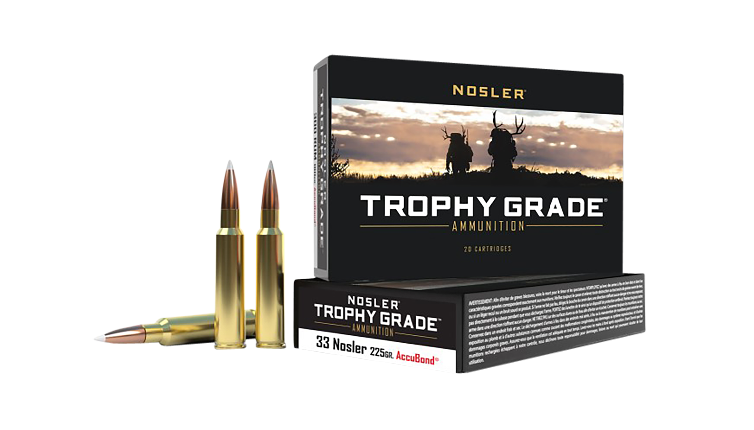 Nosler 60098 Trophy Grade  33Nosler 225gr Nosler AccuBond 20 Per Box/10 Case