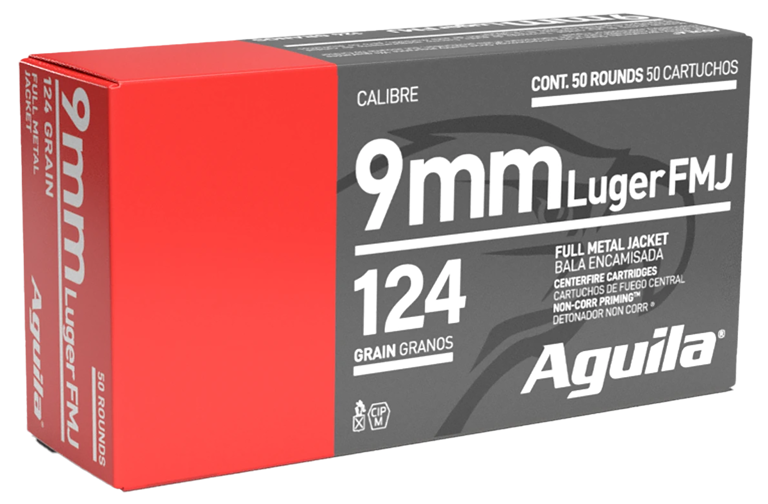 Aguila 1E092110   9mm Luger 124gr Full Metal Jacket 50 Per Box/20 Case